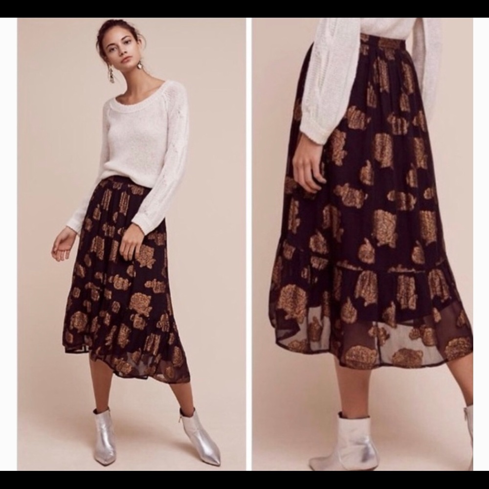 Anthropologie Floreat Oralie midi skirt sz US 10
